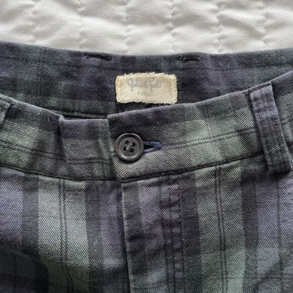 J GALT Plaid Mini Skirt Blackwatch Green Navy Tartan Raw Hem Indie Size XS - Picture 3 of 9